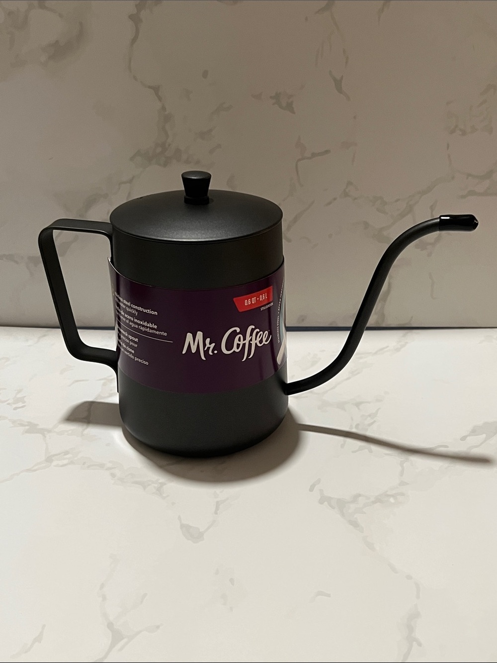 NWT Mr. Coffee Matte Black Gooseneck Kettle